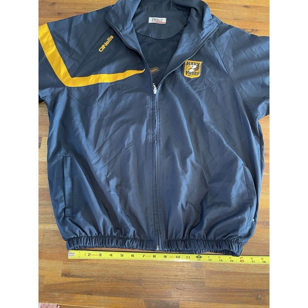O'Neills US Navy Rugby Jacket Mens Large Full Zip Navy Blue / Yellow Lightweight - Picture 10 of 16